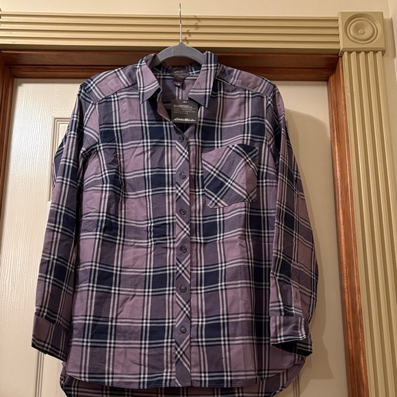 Eddie Bauer Tops - Eddie Bauer Blue and Purple Flannel Shirt